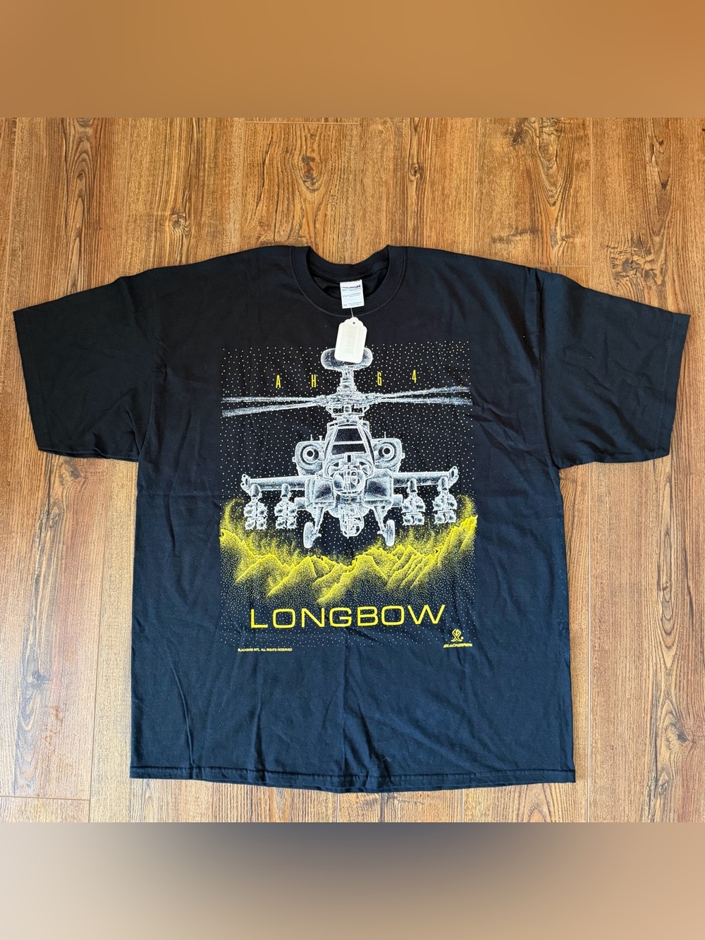 Vintage Military Mens Tshirt 64 Longbow Blackbird Helicopter Black Size 2XL - Picture 3 of 16